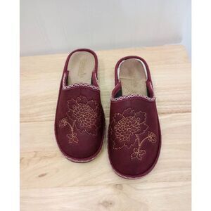 Patrizia embroidered cloth mules, slipper, slides, wedge. Size 37, 6.5